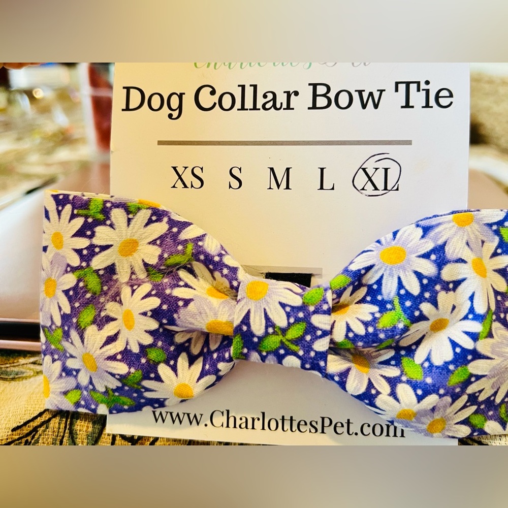 Beautiful daisy bow for pet collar.